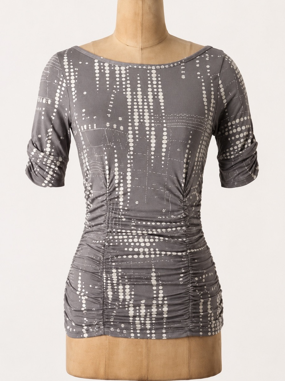Anthropologie x Weston Wear Ruched Print Top Fitted Romantic Retro Size S